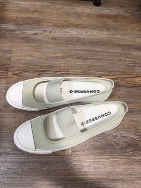 Converse Women’s Light Sage Canvas Slip-On Ballet Flats